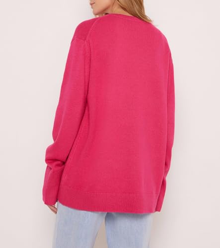 Image of Ckikiou Oversized Crewneck Cute Slouchy High Low Sweater for Women Fall Winter Casual Long Sleeve Soft Knitted Pullover Top