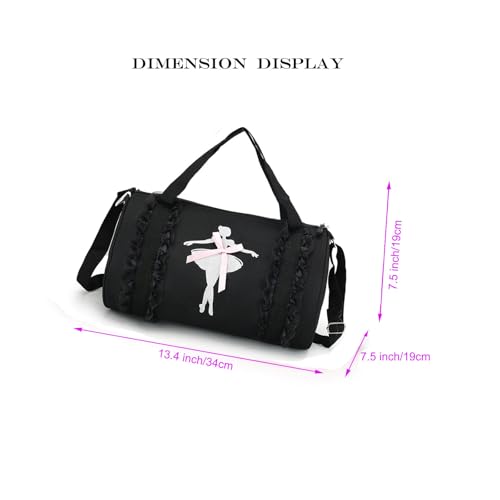 Cute Ballet Dance Bag,Tutu Dress Bag,Girls Dance Bag Gym Travel Duffle Bag for Girls,Personalized Waterproof Duffle Bag (Dancer pattern)2