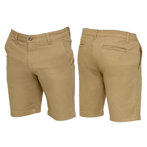 989Zé ENZO Mens Stretch Regular Fit Chino Shorts Comfort Cotton Casual Summer Holiday Outdoors Golf Shorts with Pockets EZS647 Beige 36