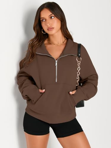 Image of AUTOMET Womens Sweatshirts Half Zip Cropped Pullover Fleece Quarter Zipper Hoodies 2026 Fall Fashion Outfits Clothes