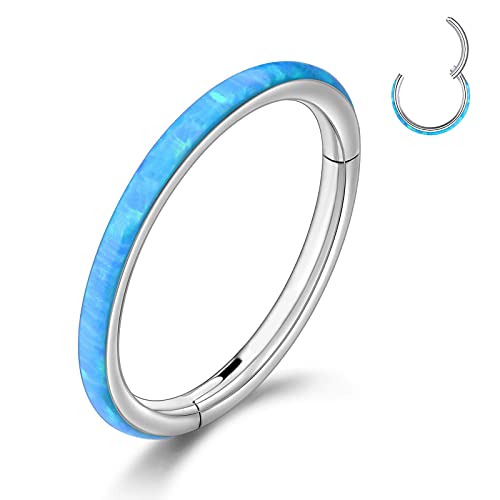 Cicimoto 16G Cz Cartilage Earring Hoop Surgical Steel Tragus Hoop Ring Helix Tragus Conch Rook Piercing Jewelry (A-Opal&Blue, 8Mm(5/16'')) #TOP6