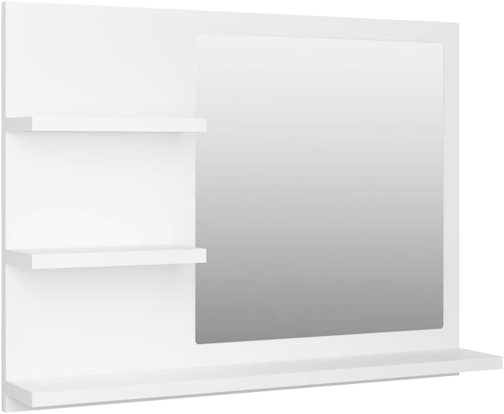 vidaXL Bathroom Mirror Home Hallway Bedroom Laundry Room Washroom Vanity Unit Wall Mirror Furniture White 23.6"x4.1"x17.7" Engineered Wood