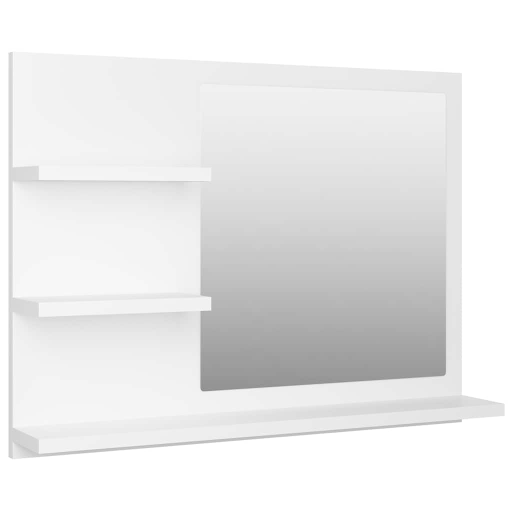 vidaXL Bathroom Mirror Home Decor Bathroom Washroom Storage Vanity Unit Wall Mounted Cosmetic Makeup Dressing Mirror White Chipboard