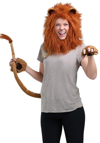 Fun Costumes Adult Lion Mane Costume Deluxe Unisex Lion Accessories with Mane Tail Gloves for Halloween Standard