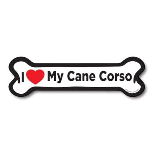 Magnet Me Up I Love My Cane Corso Pup Dog Bone Magnet - 2x7 Inches - Heavy-Duty Automotive Decal - Express Your Affection for Your Cane Corso Puppy - Perfect for Cars, Trucks, SUVs