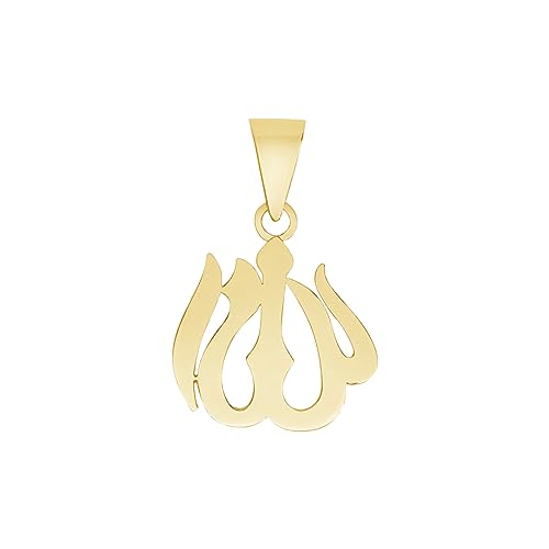 Takar Solid 14k Yellow Gold Allah Pendant for Women and