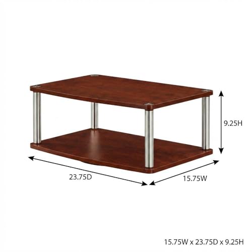 FurniFact Cherry Designs2Go Double Tier Swivel Riser for TVs up to 26 Inches, Sturdy Wood, Modern Design, Easy Assembly, Space-Saving, enhances Viewing