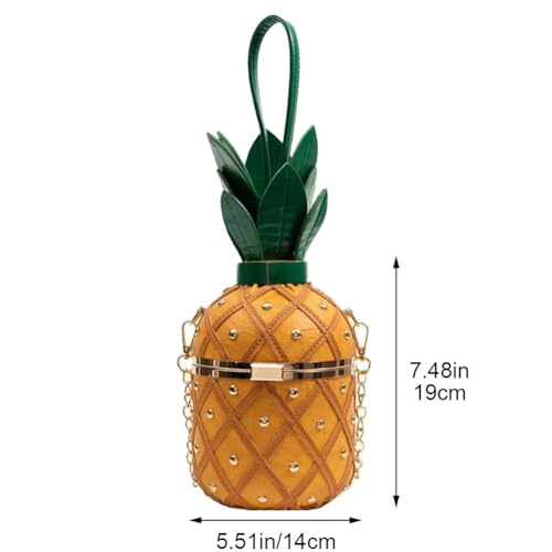 Pineapple Shape Handbag Beach Crossbody Bag Leather Chain Bag Fashionable Coin Purse for Women Girls Summer Travel3