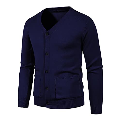 Mens Casual Sweater Full Button Up V-Neck Slim Fit Cardigan Sweaters Long Sleeve Fall Winter Solid Fashion Cardigan2