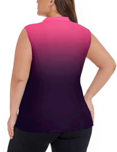Plus Size Golf Polo Shirts for Women 1/4 Zip Up Quick Dry Sleeveless Workout Tank Tops XL-5XL2
