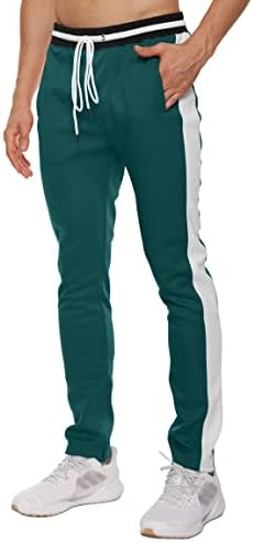 Forcord Mens Joggers Slim Match Observe Pants Aspect Stripe with Pockets for Exercise Health club Working Coaching