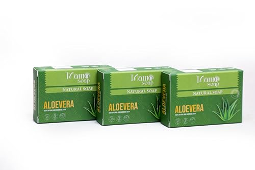 Image of Luxury Soap - Handmade Organic Ayurvedic Bath Bar with Pure Essential Oils for Glowing Skin | Sulfate-Free | For Men & Women (Pack of 3) (3, Aloe Vera)