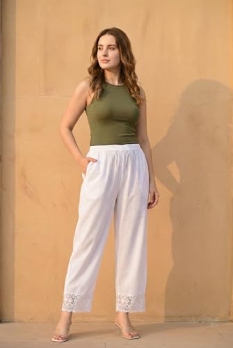 Image of Women's Viscose Rayon Solid Regular Fit Trouser Pant Palazzo Bottom Wear
