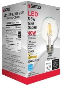 Miniatura 7 de SATCO S29878 - Bombilla LED G25 de 5.5 W y 120 voltios transparente base media E26 2700 K 500 lúmenes cumple con California que reemplaza a S9878 (6
