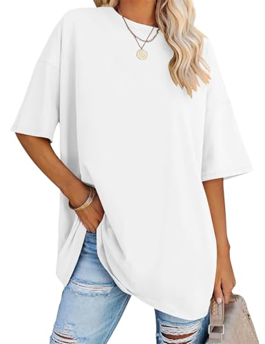 Rapbin Damen Bluse Oversized T Shirts Rundhals Kurzarm Locker Sommer...