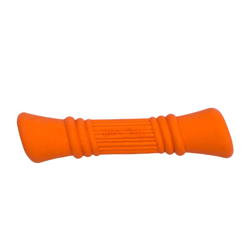 Image of Green Sheep Natural Rubber Bone Chew Toy for Small to Medium Dogs, Puppy Teething Toy, Tough Dog Chew Toys to Keep Them Busy, Orange