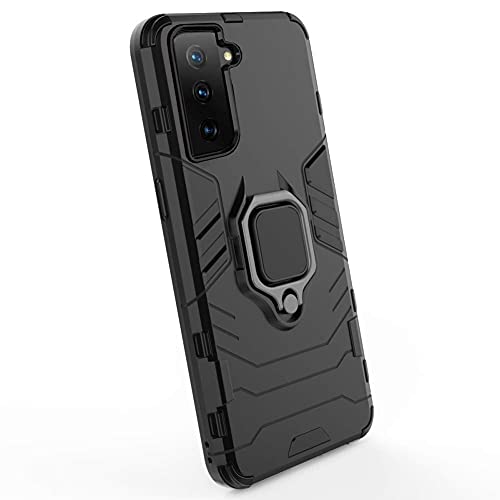 Image of WOW IMAGINE Shockproof Back Case Mobile Cover for Samsung Galaxy S21 Plus (Armor | Hybrid PC + TPU | Full Protection with Ring Holder Kickstand | Carbon Black)