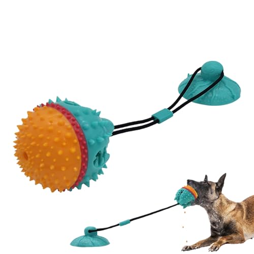 MLqkpwy 犬用噛むおもちゃ - 吸盤付き攻撃的な犬用噛むおもちゃ 引っ張り戦いボール | 歯磨き 清掃 なごみ 引っ張り遊び動物パートナー