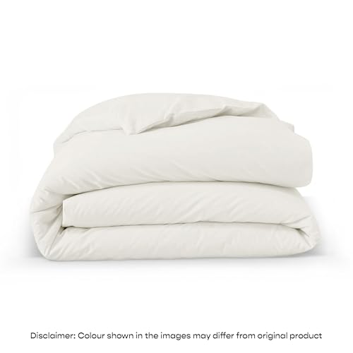 Image of SleepyCat Sateen Duvet Cover | 100% Cotton | 300TC Sateen Weave with Corner Ties & Zipper Closure | Oeko-TEX & AZO Free - Ivory (Single Size, 90x60 Inches)
