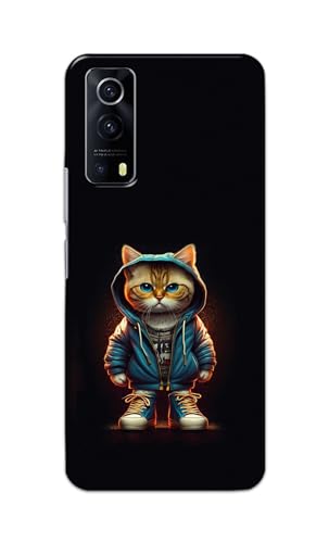 Image of PRINTFIDAA Printed Hard Back Cover Case for Vivo Y53S | Vivo IQOO Z3 Back Cover (Hipster Cat) -112