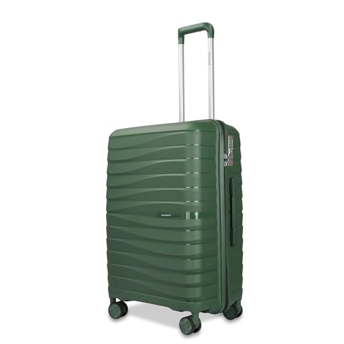 Image of Vacanza Series 2 Polypropylene Unbreakable Hard-Sided Check-in Luggage Trolley Bag with TSA Lock | Bottle Green 65 cm