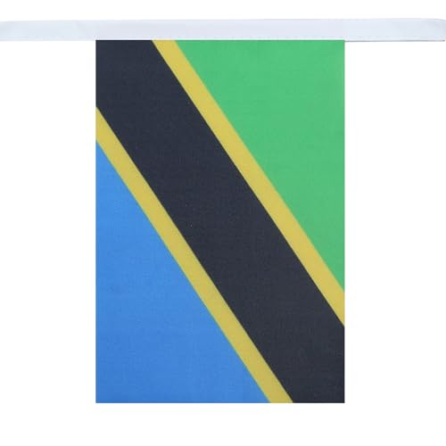 AZ FLAG - Fahnenkette Tansania 6 Meter Mit 20 Flaggen - 21x14 cm - Tansanische Girlande Flaggenkette 14 x 21 Cm