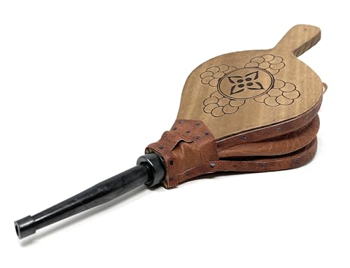 MGE - Blasebalg für Kamin und Grill - Grill Blasebalg für Kamin und Grill, Handblasebalg Luftbläser für Kamin, Grill, Outdoor Camping, Holzofe Grillgebläse - Natürliches Holz - 43 cm