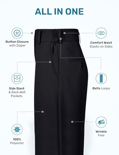 S.H. Churchill & Co. Boy's Comfort Waist Dress Pants and Belt - Black, 123