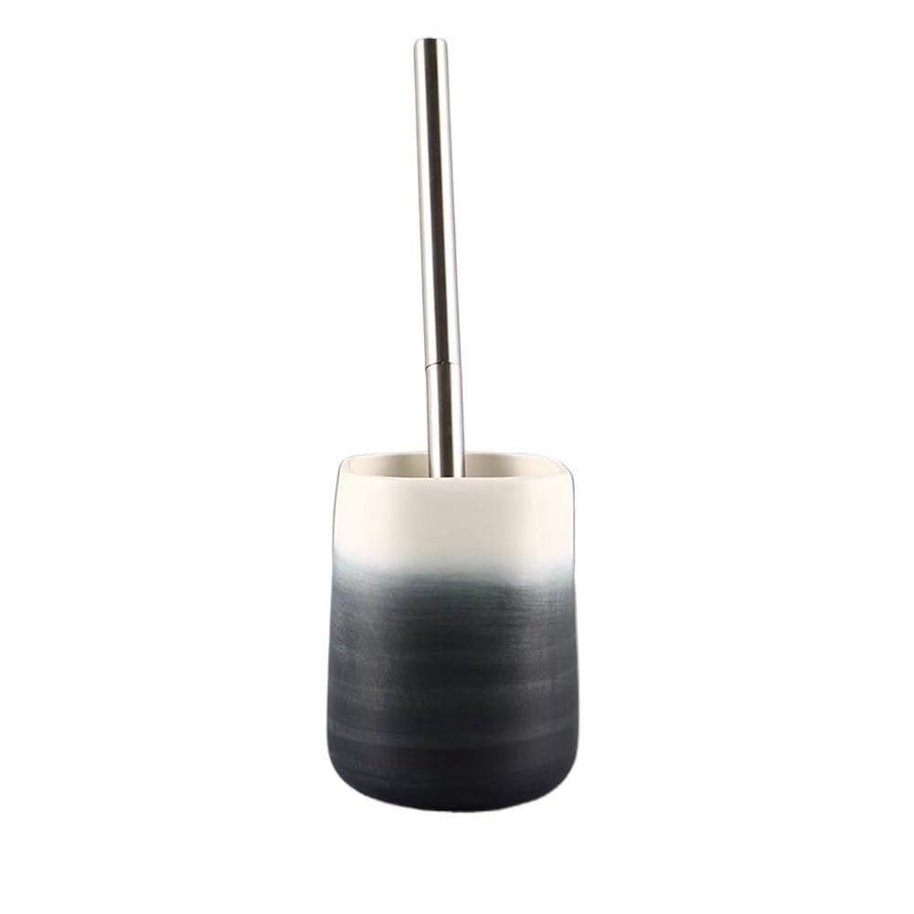 Toilet Brush and Holder Ceramic Gradient Colour Base Toilet Brushe Stainless Steel Handle Plastic Bristles