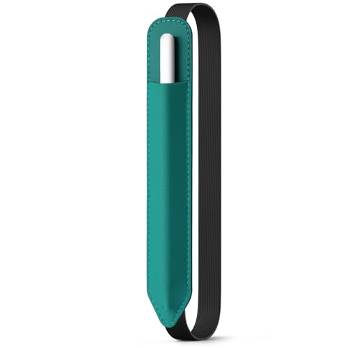 Image of MoKo Pencil Case Holder Fit The Apple Pencil (Pro and USB-C and 1st and 2nd Gen), Detachable Elastic Pocket for Stylus Pen with Elastic Band Attached to iPad Case, Midnight Green