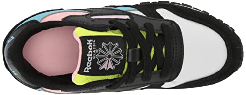 Reebok Unisex Kids Classic Leather Sneaker, Black/White/Digital Blue, 11 Medium US (Little Kid)