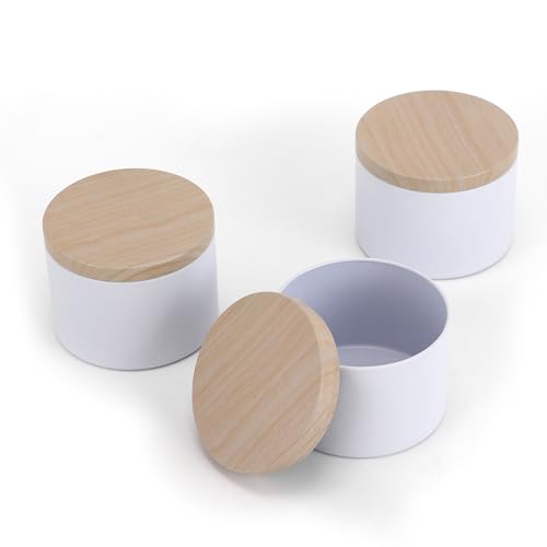 NEXBEXES 24pcs 8oz White Candle tins with Metal Wood-Grain Printing Lids. Candle Jars,Bulk Candle tins for Making Candles,Candle Making Jars (8OZ, White) - Image 5