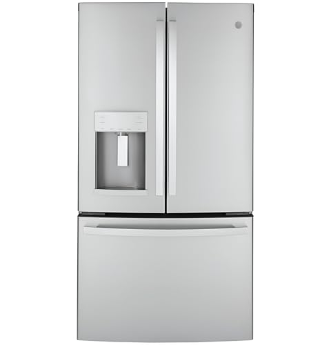 GE GYE22GYNFS 36' French Door Counter Depth Refrigerator with 22.1 cu. ft. Total Capacity Space Saving Ice Maker Showcase LED Lighting in Stainless Steel