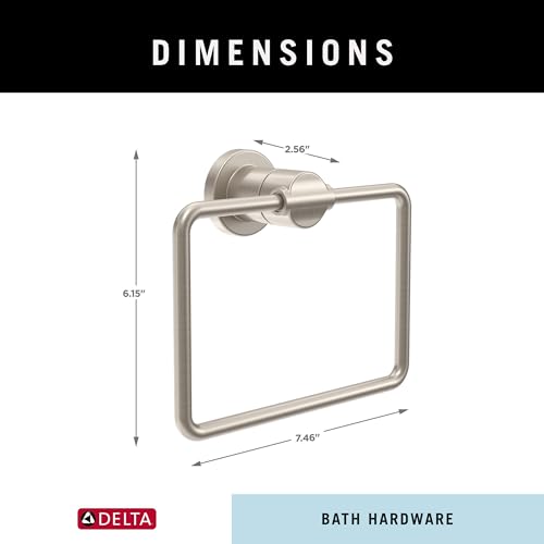 Delta NIC46-DN Nicoli (1-Pack) Hand Towel Holder Spotshield Brushed Nickel Towel Racks For Bathroom Wall Square Towel Ring Holder thumb #7