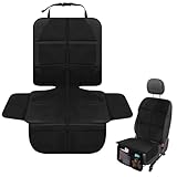 JEYODA【厚みをつける】チャイルドシート 保護マット滑り止め 車 座席保護 シートプロテクター 用カーシートプロテクター 防水 摩耗性 汚れ防止 車用品 収納 ポケット (ブラック)