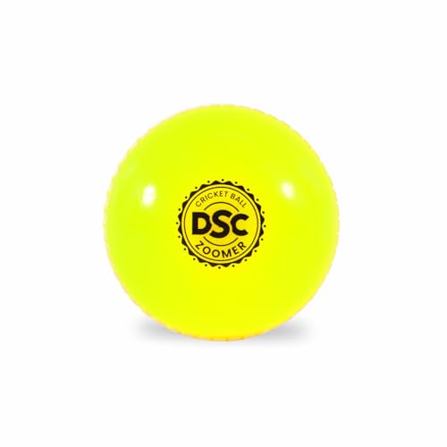 DSC Zoomer i20 Cricket Ball | Color- Yellow | Material- Rubber | Tennis Kids Junior Cricket Ball | Outdoor Gully Practice Sports Equipment Sporting Goods