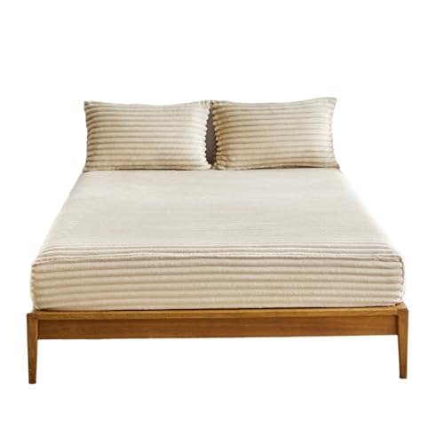 MTNBHH Funda de colchón de Terciopelo Suave y Afelpada, Banda elástica de 360 ​​Grados, sábana hipoalergénica, cálida y acogedora for colchones de Bolsillo Profundo.(Khaki,99 * 190cm)