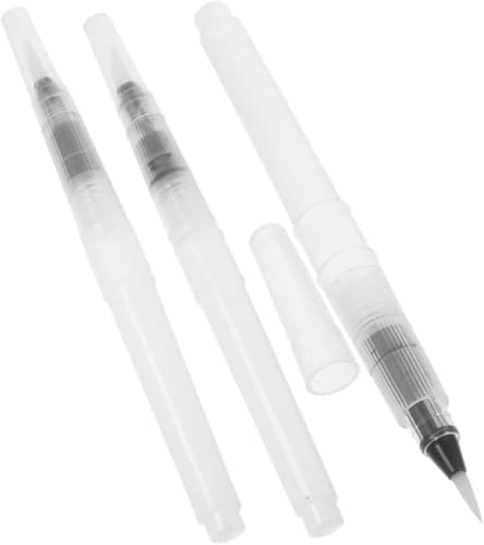 Juego de 3 pinceles para colorear de agua blanca de 12 cm, para pintura de acuarela, lápiz soluble en agua, marcadores, colores sólidos o pigmentos en polvo, suministros de arte, pintura, dibujo