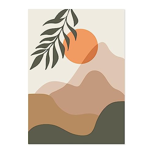 Cuadros decoración moderna estilo boho con tres lienzos botánicos abstractos de 60x70 4