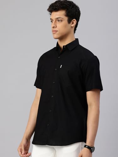Image of Majestic Man Men's Pure Cotton Dobby Weave Checks Slim Fit Half Sleeve Casual Shirt