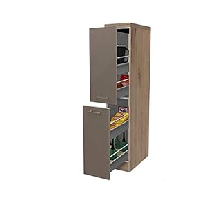 Flex-Well Midi-Apothekerschrank RIVA | Hochschrank | 2 Front-Auszüge, 4 Schubkästen | Breite 30 cm | Eiche San Remo