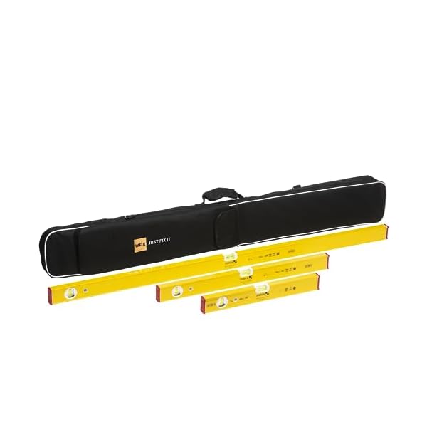 STABILA Wasserwaagen Set 60cm & 100 cm Type 80 AS & 180 cm Type 80 AS-2 - verstärktes Alu-Profil, integrierte Rutsch-Stopper | 4er Wasserwaagen Set mit praktischer Tragetasche von Wfix