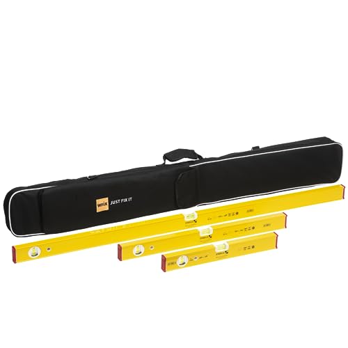 STABILA Wasserwaagen Set 100 cm 60cm & 30cm | Type 80 AS - verstärktes Alu-Profil, je 1 Horizontal & Vertikal-Libellen, Rutsch-Stopper | 4er mit praktischer Tragetasche von Wfix