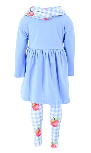 Image of Unique Baby Girls Kids Toddler 3pc Outfit Set Long Sleeve Stretch Tunic Top Leggings and Scarf