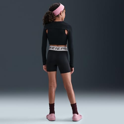 Nike Pro Big Kids' (Girls') Dri-FIT 5" Shorts (Black/Platinum Violet/White)4