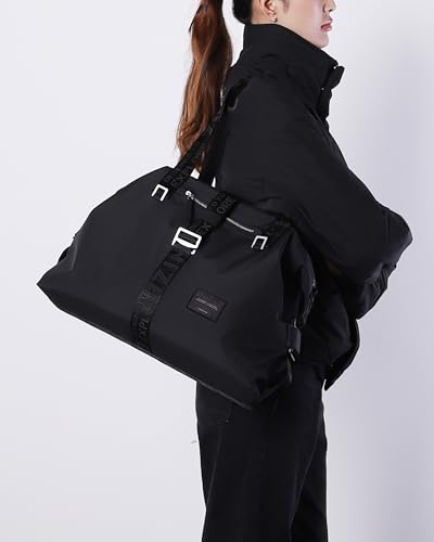 ZIMEGO Weekender Duffel Bag – Versatile Crossbody for Travel and Gym Tote, Black4