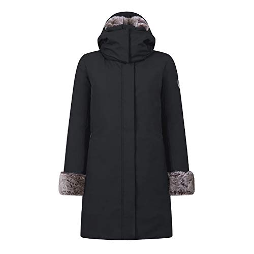 Save The Duck Women's Smeg Winter Hooded Parka with Faux Fur Lining Shadow Black 1-S