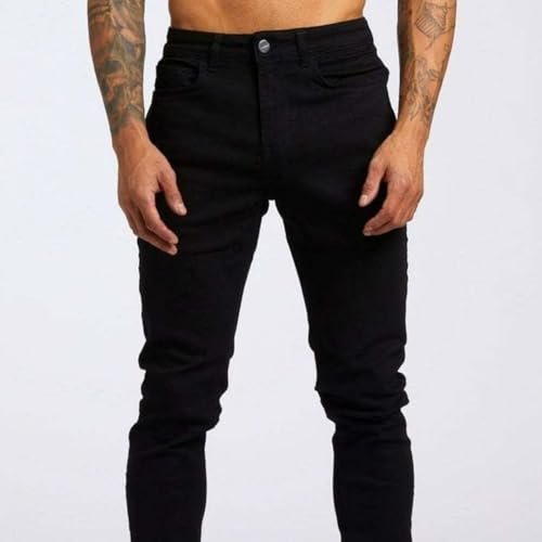 Jeans Pants Trousers Denim Street Trendy Slim Fit Washed Commuter Retro Casual for Men3