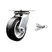 Heavy Duty Large Top Plate Rubber on Aluminum Swivel Caster w/6" x 2" Black Wheel & Bolt on Swivel Lock - 550 lbs Capacity/Caster - Service Caster Brand
