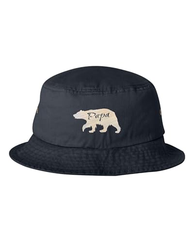 One Size Navy Bucket Papa Bear Embroidered Cap Dad Hat